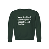 Vermiculite, GrowLights, MossPoles & Perlite Plant Lover Sweatshirt – Organic Cotton Raglan