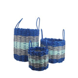 Five Stripe Rope Storage Basket Blue, Gray and Seafoam - FREE SHIPPING