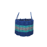 Authentic Maine Lobster Rope Storage Basket Blue and Light Gray with Teal Accents - FREE SHIPPING
