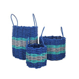 Authentic Maine Lobster Rope Storage Basket Blue and Light Gray with Teal Accents - FREE SHIPPING