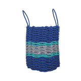 Authentic Maine Lobster Rope Storage Basket Blue and Light Gray with Teal Accents - FREE SHIPPING