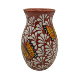 Brown & White Talavera Vase | Monarch Butterfly Relief Design