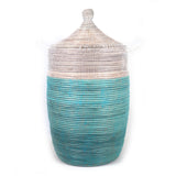 Large Two-Tone Basket - Turquoise + White