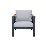 Nova 4-Piece Aluminum & Teak Sofa Set with Stationary Chairs