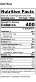 Nutrition facts label for oat flour on a white background