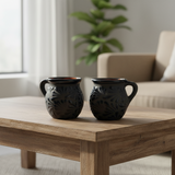 Black Talavera Jarrito Mug | Handmade Mexican Clay Coffee Cup