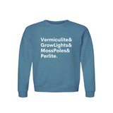 Vermiculite, GrowLights, MossPoles & Perlite Plant Lover Sweatshirt – Organic Cotton Raglan
