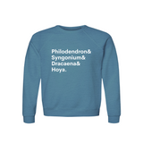 Philodendron, Syngonium, Dracaena & Hoya Plant Lover Sweatshirt – Organic Cotton Raglan
