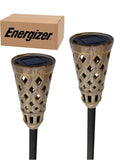 Energizer LED Ceramic Solar Tiki Torch Lights Dancing Lights Outdoor Waterproof 2 Pack