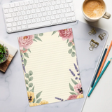 DipaliZ Lavender Floral Ruled Notepad Botanical Elegance