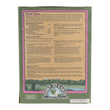 Back of a Down to Earth fertilizer box with product details and branding.