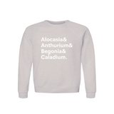 Alocasia, Anthurium, Begonia & Caladium Plant Lover Sweatshirt – Organic Cotton Raglan