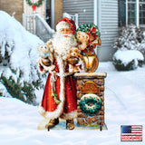Silent Night Santa Christmas Outdoor Yard Sign by D. Gelsinger - Christmas Santa Snowman Decor - 8461013F-1315