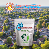 Package of Fireguard Lawn Native Mix with a cityscape background Fireguard Lawn Native Mix - Fire-Resistant Turf
