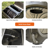 Solid hose reel with features highlighted on a white background
