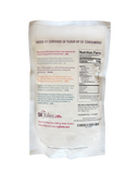 Bag of gluten-free flour with nutrition facts label on a white background