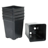 Stack of Plastic Pot Deep Vacuum 3" sq with a single pot showing drainage holes on a white background
