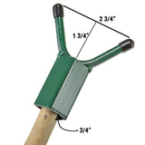 Save a Branch Tree Support with wooden handle and measurements indicated on a white background