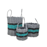 Lobster Rope Basket Light Gray and Teal, Black Accents - FREE SHIPPING
