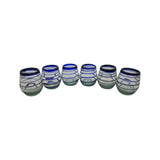 Hand-Blown Mexican Stemless Wine Glass | Cobalt Blue Spiral Design