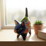 Vibrant Talavera Cat Planter | Handcrafted Mexican Pottery