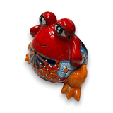Colorful Talavera Frog Planter | Handmade Mexican Pottery Statue