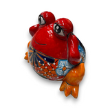 Colorful Talavera Frog Planter | Handmade Mexican Pottery Statue