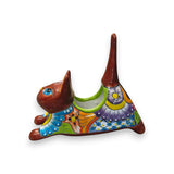 Talavera Cat Planter | Colorful Handmade Stretching Animal Pot