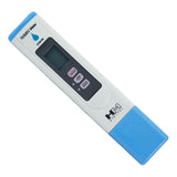 HM Digital TDS EC/Temp Hydrotester with blue and white design on a white background