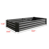 Metal Raised Garden Bed 6x3x1 Ft with Open Base - Silver