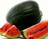 Heirloom Organic Black Diamond Watermelo with slices on a white background
