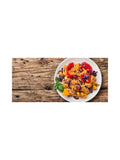 Plate of food on a wooden surface