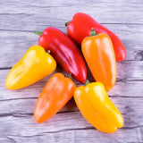 Heirloom Organic Mix Lunchbox Peppers on a wooden surface