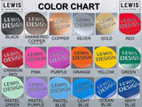 Color chart with 'LEWIS DESIGN' branding in various colors.