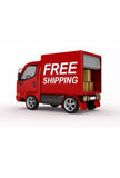 Red delivery truck with 'FREE SHIPPING' text on a white background