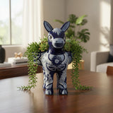 Large Talavera Donkey Planter | Blue and White Ceramic Burro Pot