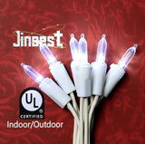 Jinebest LED light string with UL certification on a red background