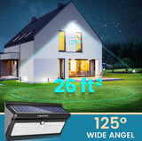 Solar light fixture with coverage area shown on a house at night