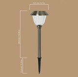 Solar garden light with dimensions on a brown background