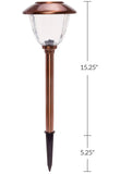 Solar garden light with dimensions on a white background
