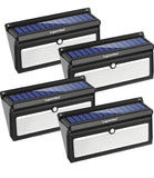 Four Luposwitch solar-powered outdoor lights on a white background