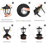 Step-by-step guide on how to assemble a solar-powered outdoor lamp.