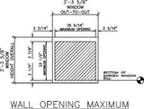 Technical drawing of a Janco Garden Window wall opening measurement for a garden window