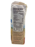 Back of a food package with nutrition facts and ingredient list on a white background