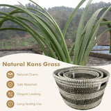 Baskets made from natural kans grass with a scenic background