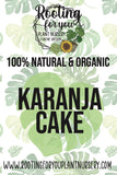 Advertisement for Karanja Cake from Rooting for You Plant Nursery with leafy background