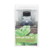 SOIL pH TEST KIT packaging with a bottle and text on a white background