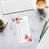 DipaliZ Pink Flowers Notepad - Large Magnetic Backing