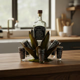 Mexican Tequila Decanter Set | Agave Metal Bar Display