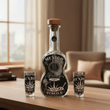 Mexican Tequila Decanter Set | Guitar Design with Shot Glasses